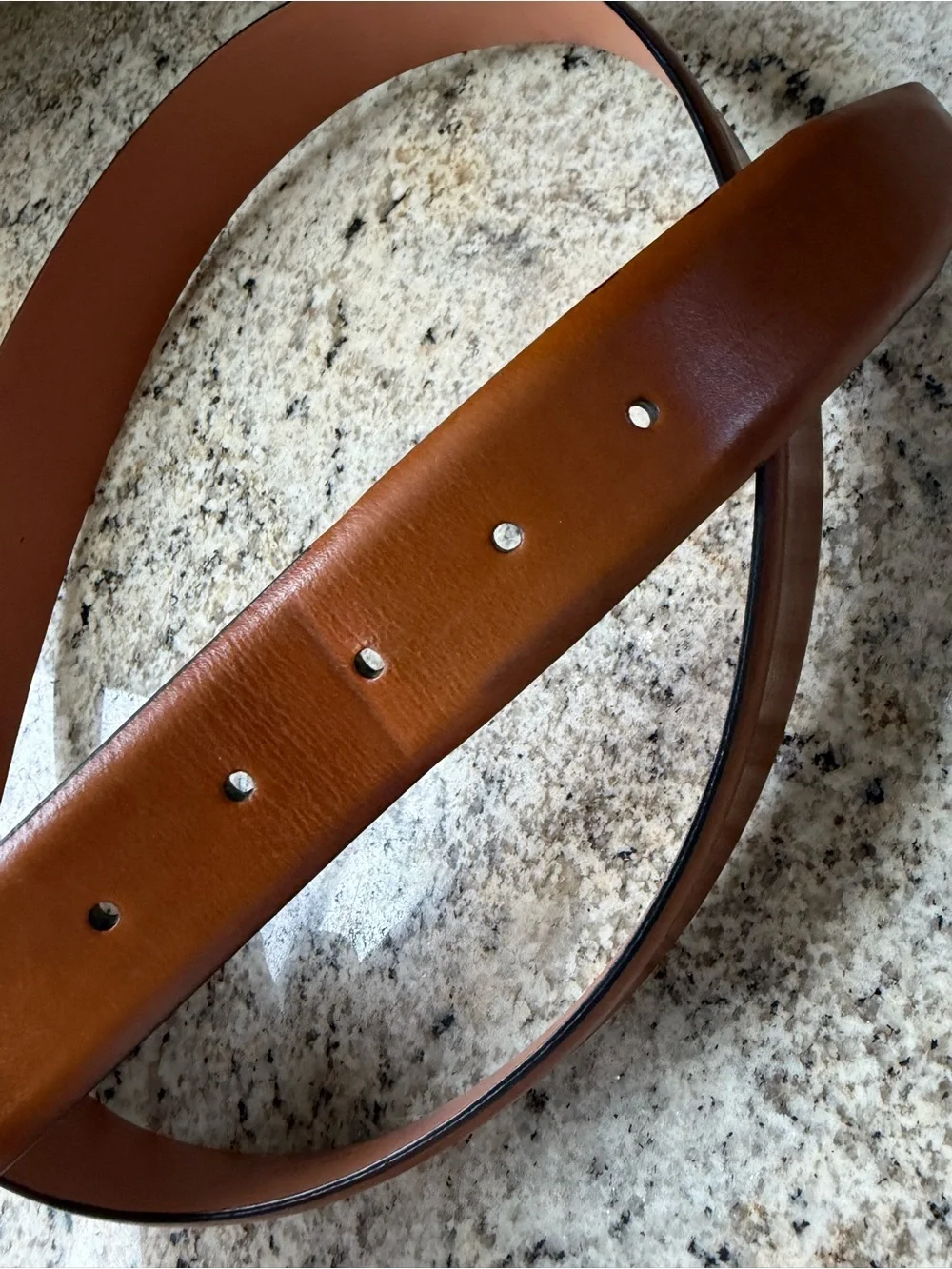 Trafalgar Cameron Tan Italian Leather Dress Belt Stitch Edge Silver Tone Buckle